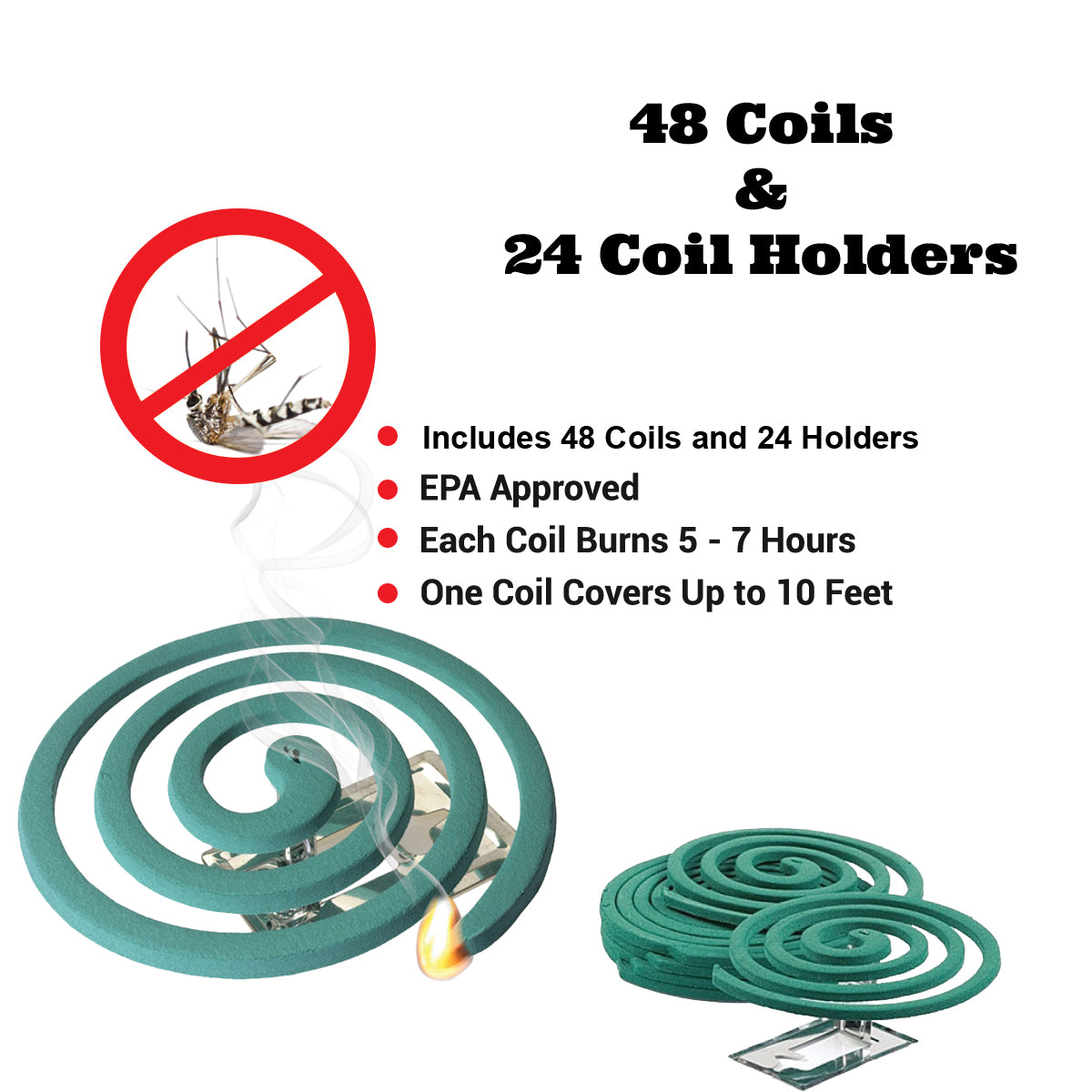 W4W Mosquito Repellent Coils - Outdoor Use Reaches Up to 10 feet - Each Coil Burns for 5-7 Hours