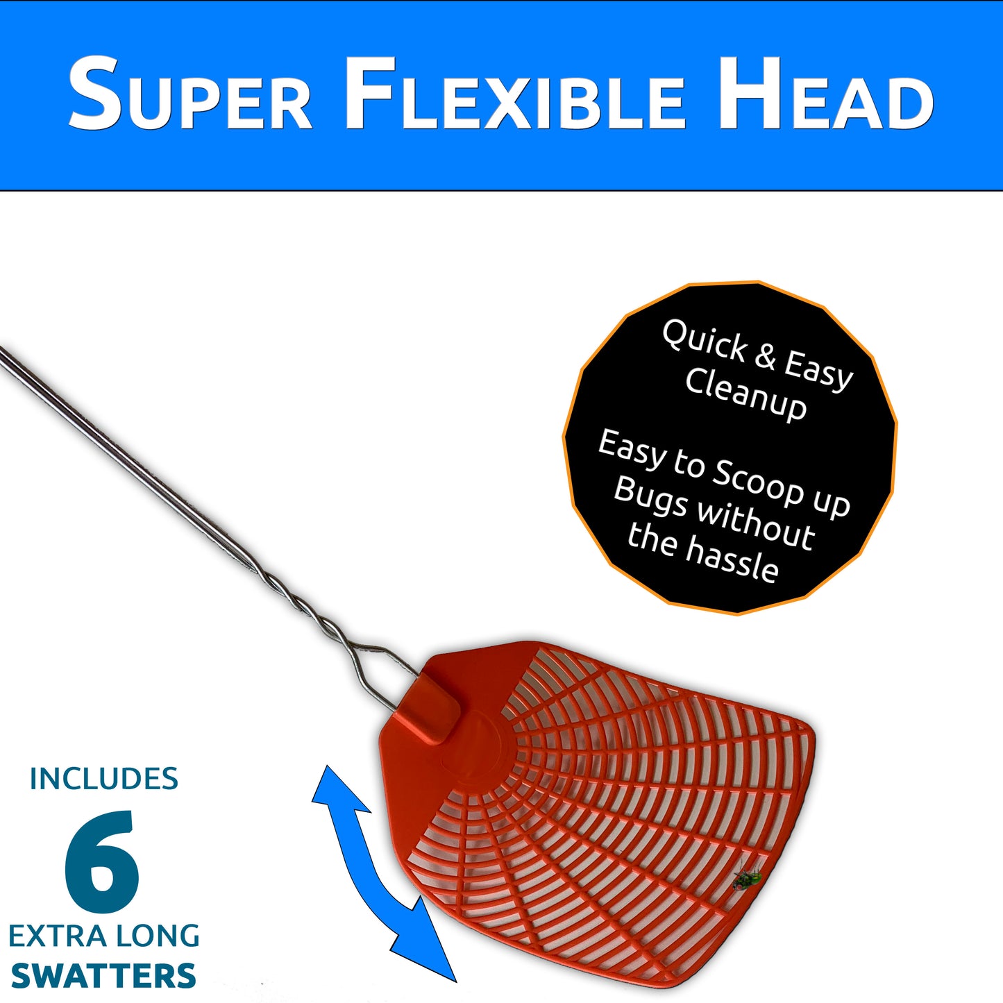 W4W Bug & Fly Swatter – Extra Long Handle