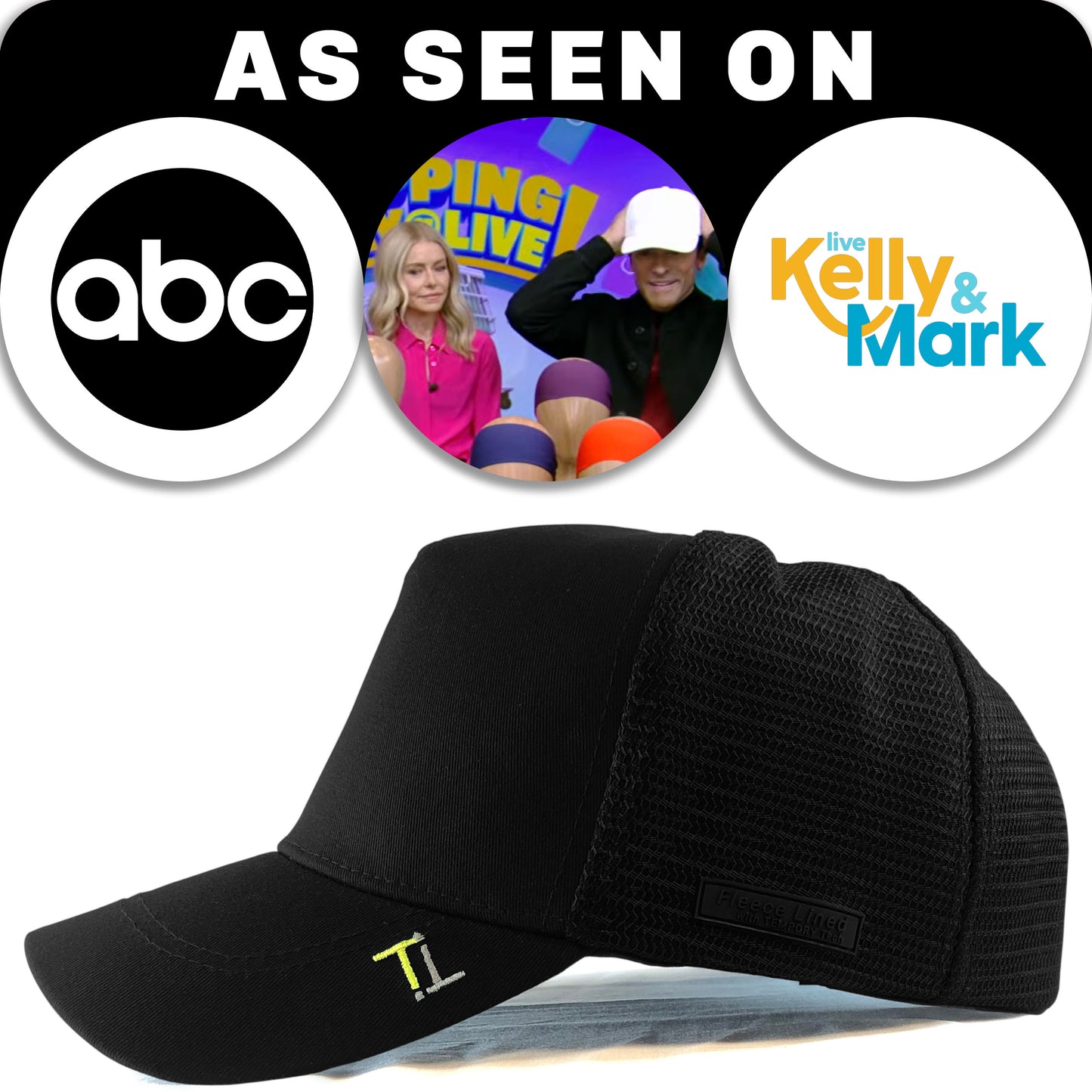 Temple Tape Fleece Lined Trucker Hats – Designed for Men & Women – Mesh Back Adjustable Snapback Closure - UV Sun Protection