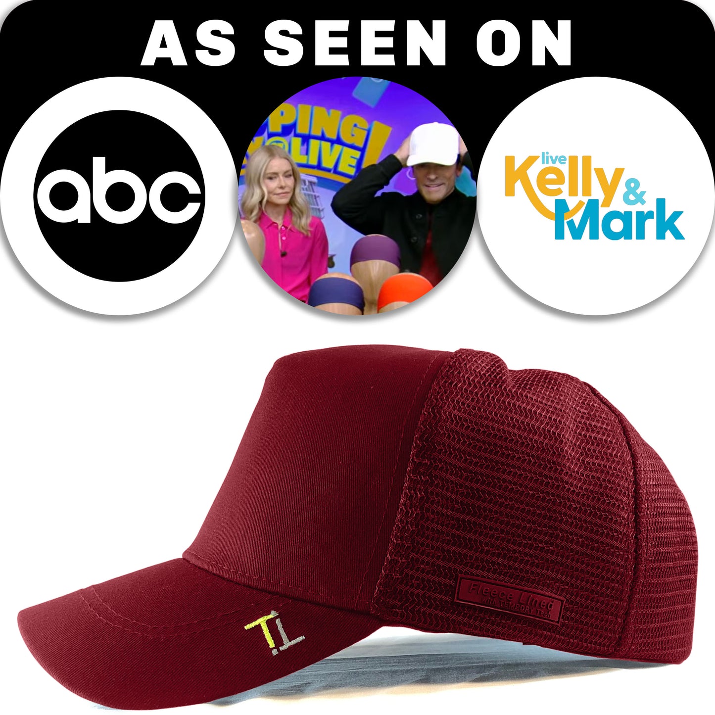 Temple Tape Fleece Lined Trucker Hats – Designed for Men & Women – Mesh Back Adjustable Snapback Closure - UV Sun Protection
