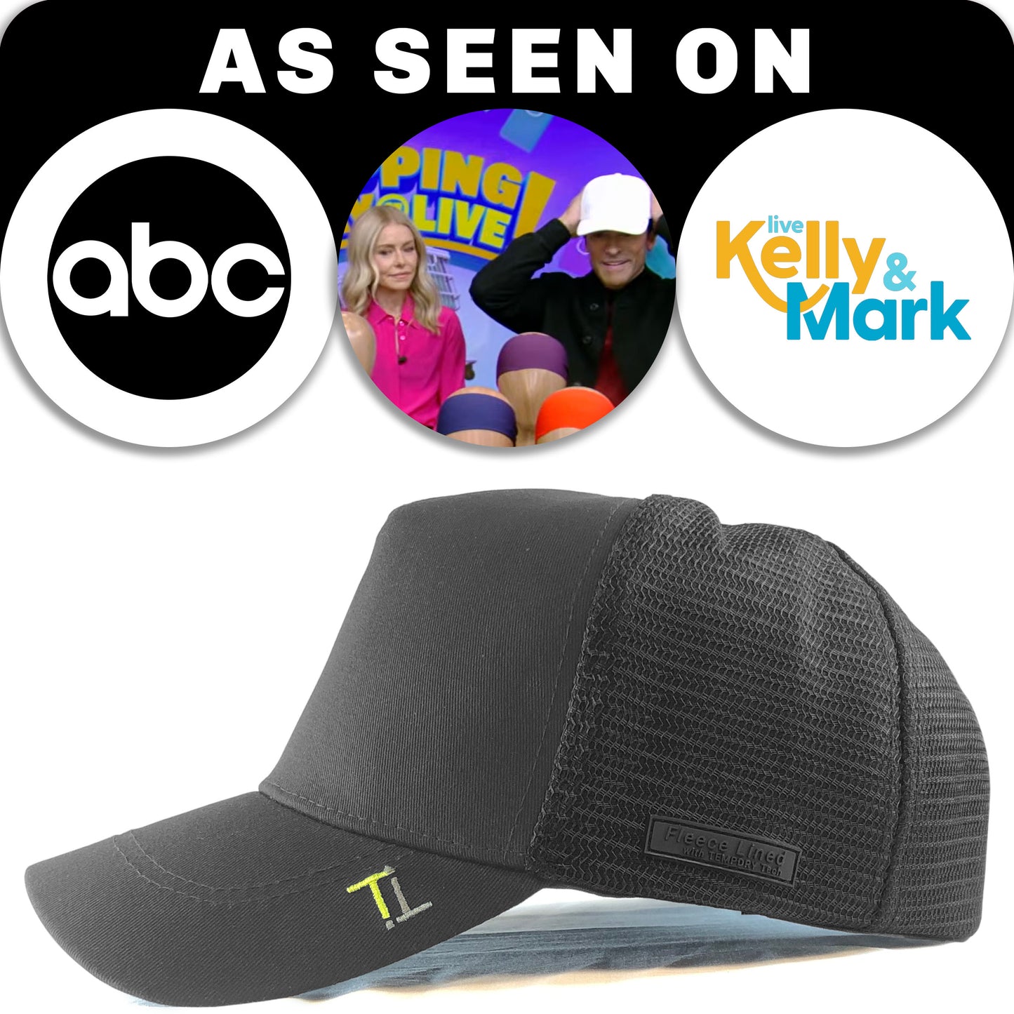 Temple Tape Fleece Lined Trucker Hats – Designed for Men & Women – Mesh Back Adjustable Snapback Closure - UV Sun Protection