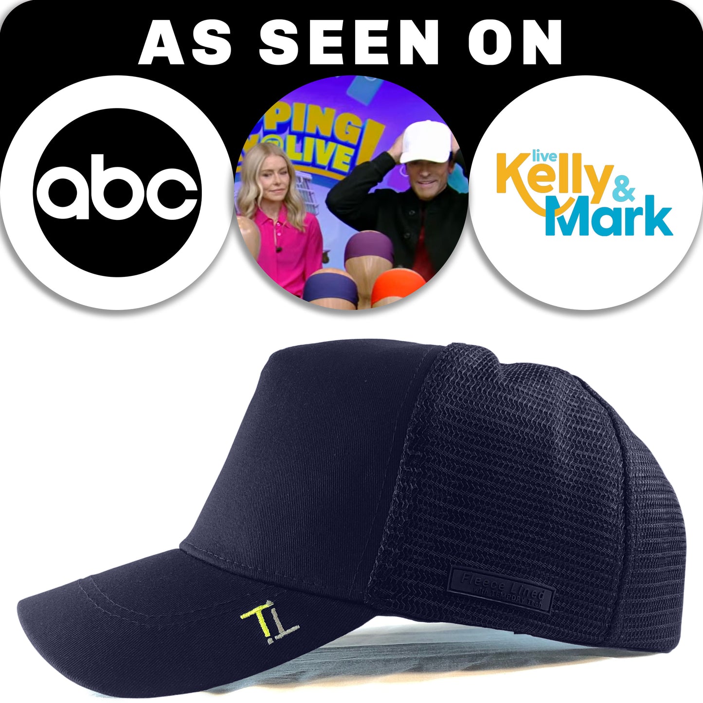 Temple Tape Fleece Lined Trucker Hats – Designed for Men & Women – Mesh Back Adjustable Snapback Closure - UV Sun Protection