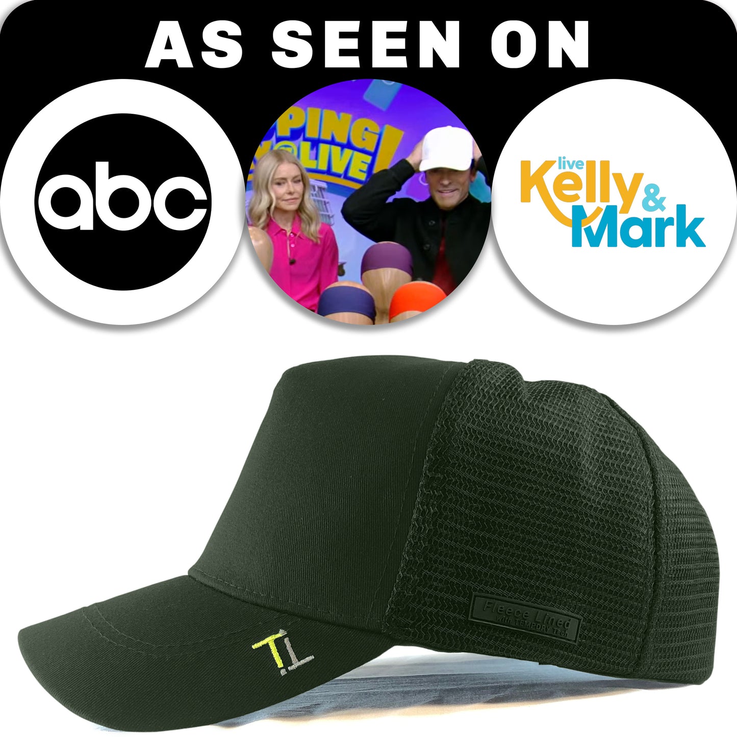 Temple Tape Fleece Lined Trucker Hats – Designed for Men & Women – Mesh Back Adjustable Snapback Closure - UV Sun Protection