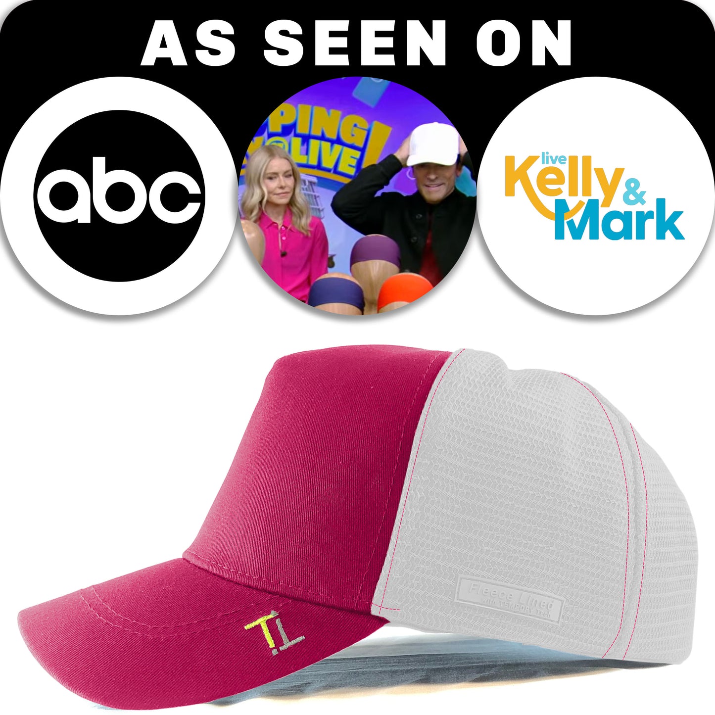 Temple Tape Fleece Lined Trucker Hats – Designed for Men & Women – Mesh Back Adjustable Snapback Closure - UV Sun Protection