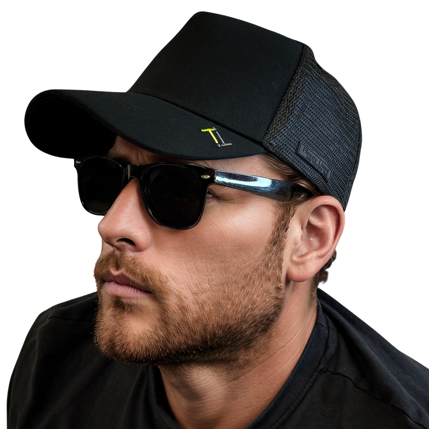 Temple Tape Fleece Lined Trucker Hats – Designed for Men & Women – Mesh Back Adjustable Snapback Closure - UV Sun Protection