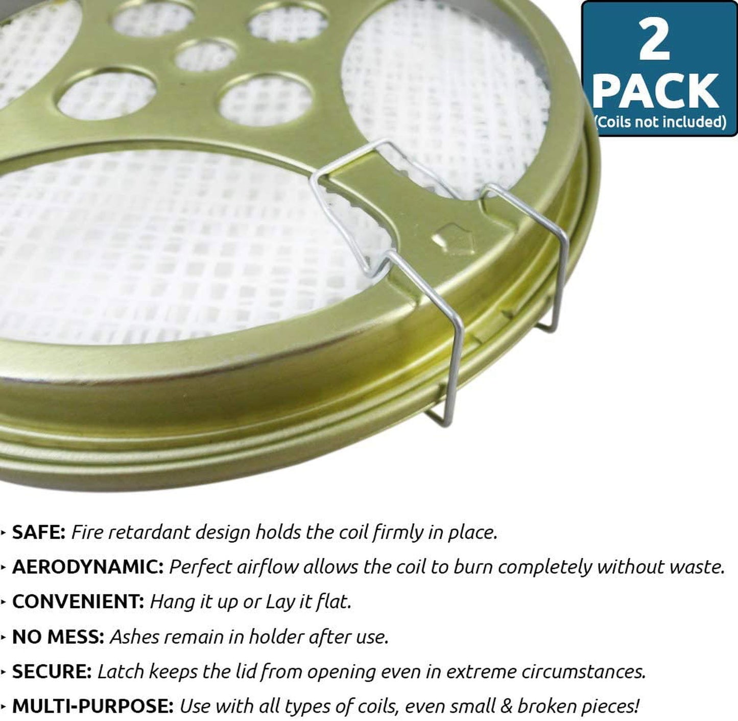 Portable Mosquito Coil Holder - Mosquito Coil & incense burner for Outdoor use, Pool side, Patio, Deck, Camping, Hiking, etc. (Includes Set of 2 Holders) - W4W Products