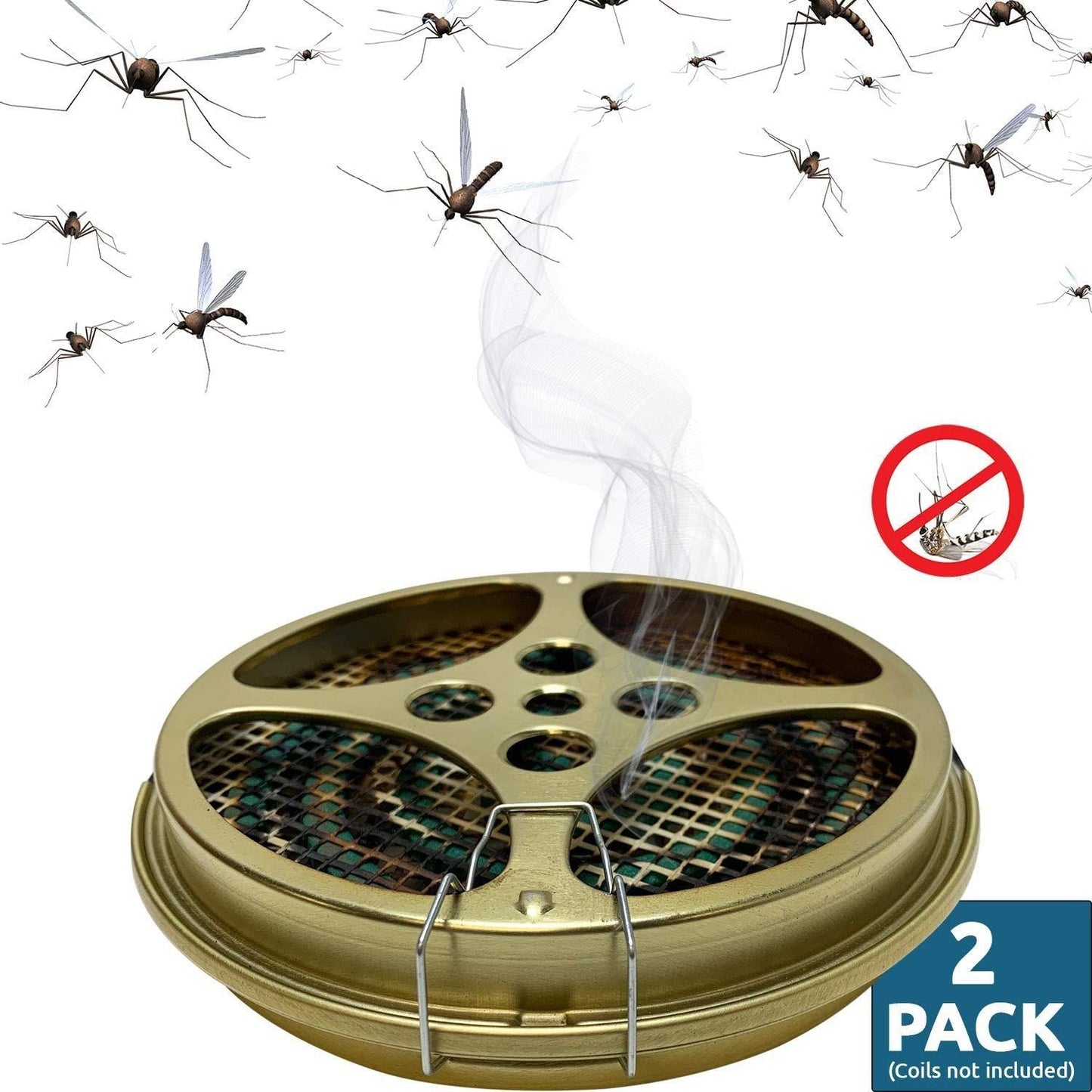 Portable Mosquito Coil Holder - Mosquito Coil & incense burner for Outdoor use, Pool side, Patio, Deck, Camping, Hiking, etc. (Includes Set of 2 Holders) - W4W Products