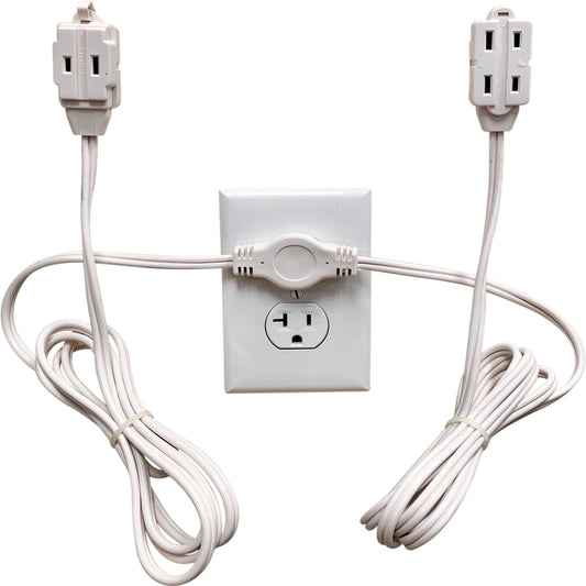 Twin Head Double Extension Cord for Home Office & Behind the Bed & Sofa (USA only) - W4W Products