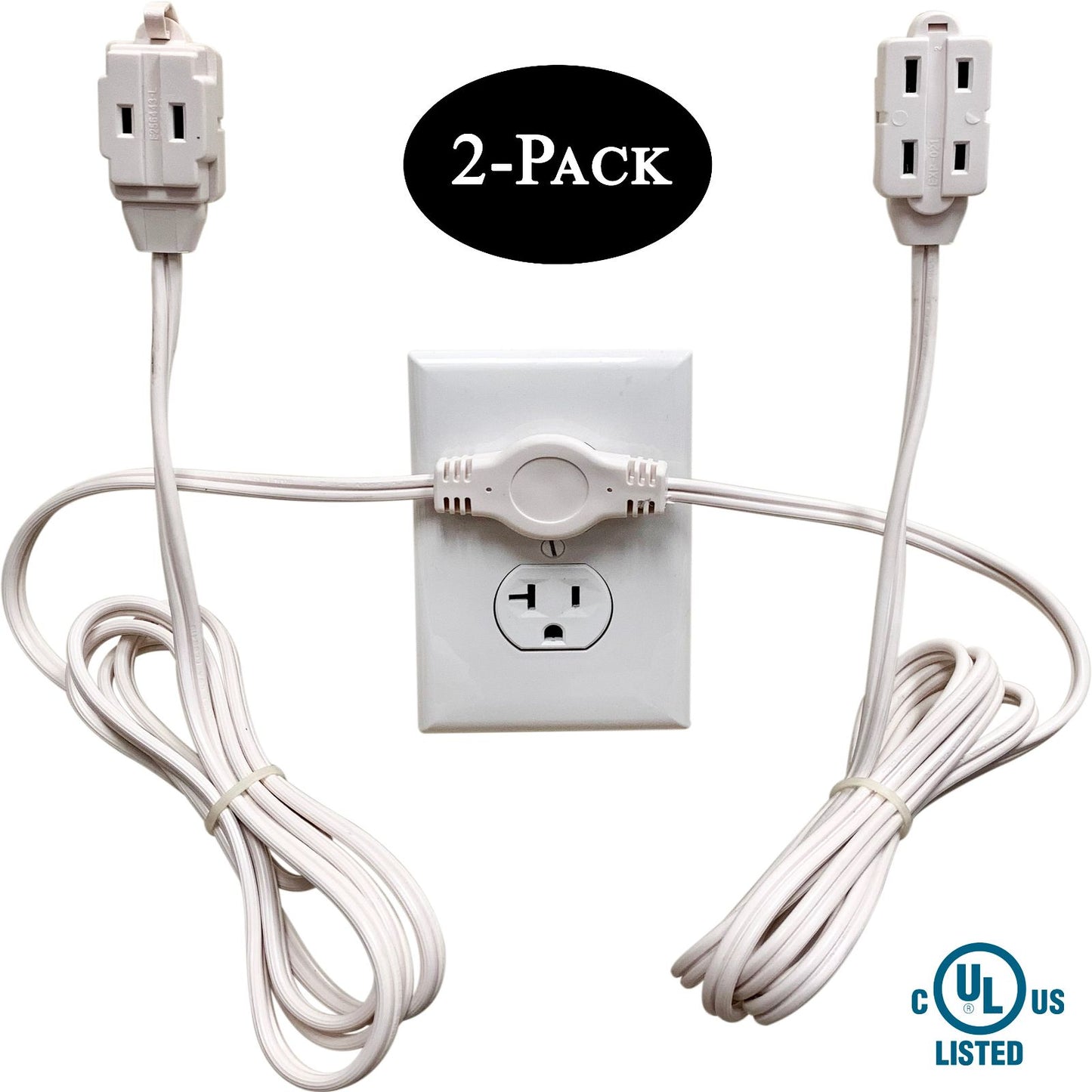 Twin Head Double Extension Cord for Home Office & Behind the Bed & Sofa (USA only) - W4W Products