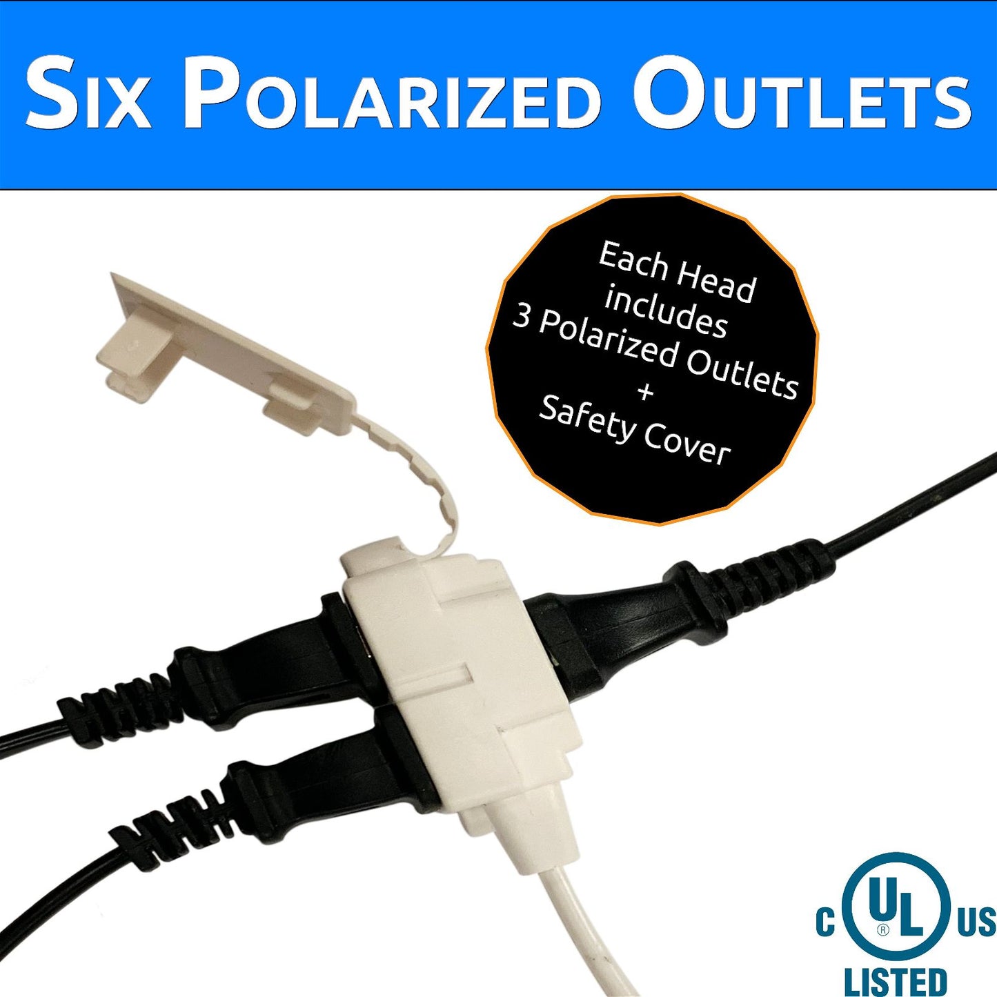 Twin Head Double Extension Cord for Home Office & Behind the Bed & Sofa (USA only) - W4W Products