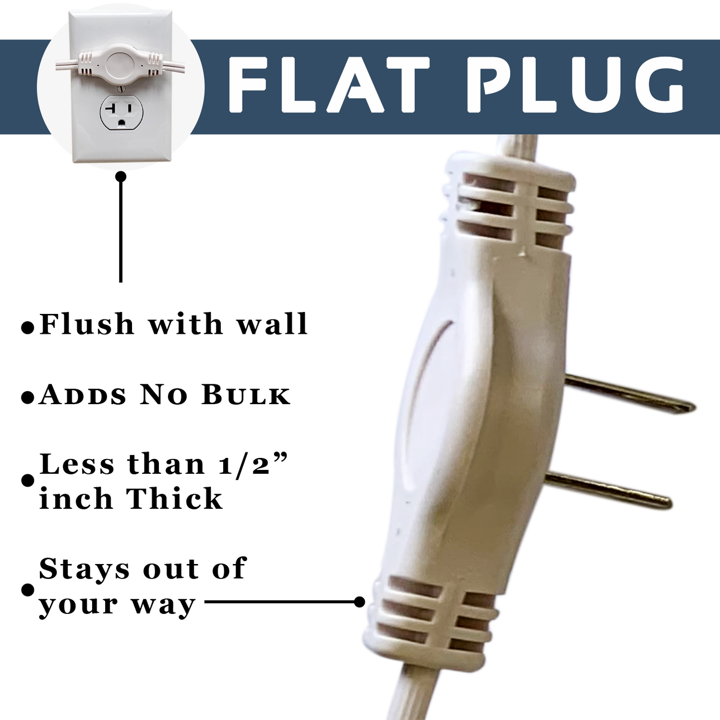 Twin Head Double Extension Cord for Home Office & Behind the Bed & Sofa (USA only) - W4W Products