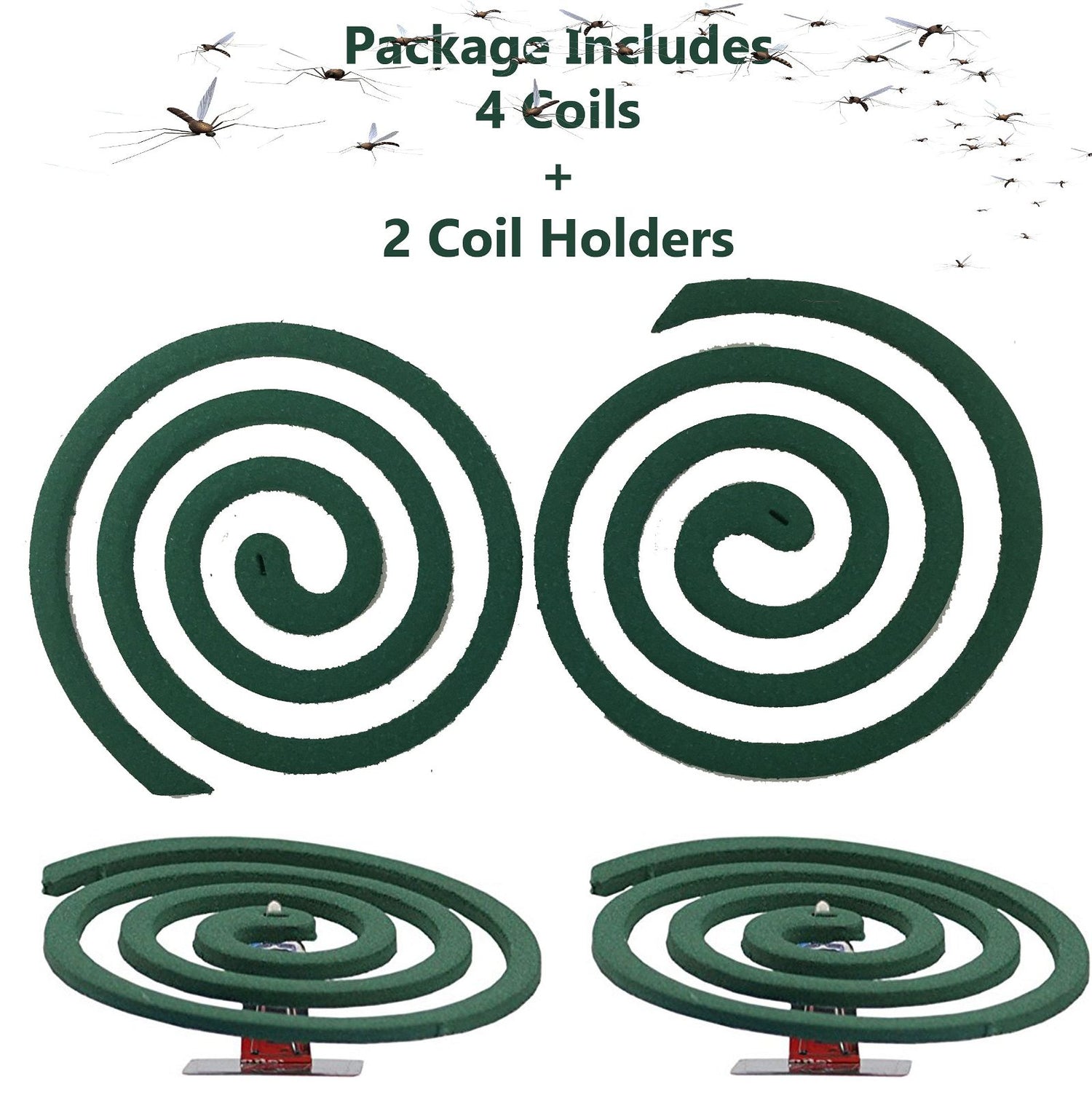 W4W Mosquito Repellent Coils - Outdoor Use Reaches Up to 10 feet - Each Coil Burns for 5-7 Hours (Three Pack Contains 12 coils & 6 Coil Stands) - W4W Products