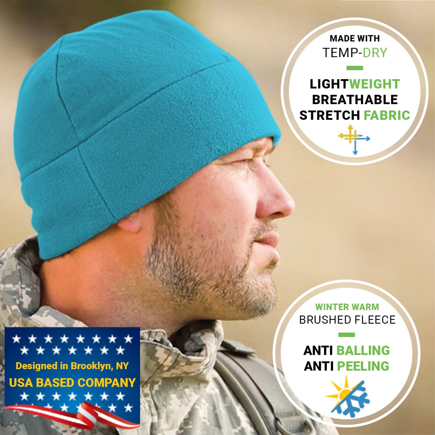 Templ Tape Premium Brushed Fleece Watch Cap Warm Beanie