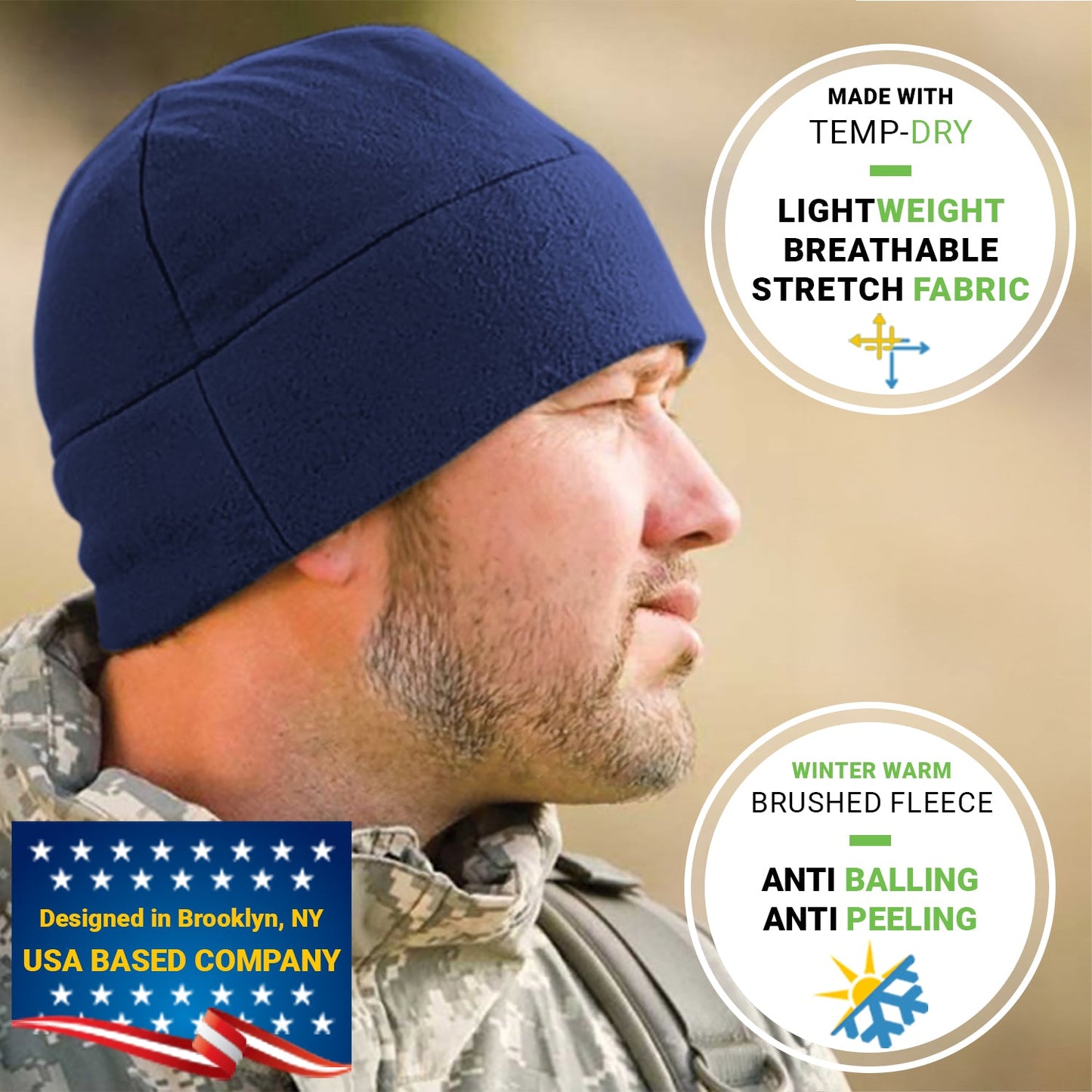 Templ Tape Premium Brushed Fleece Watch Cap Warm Beanie