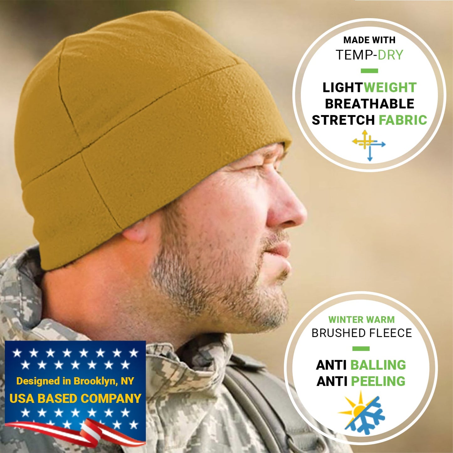 Templ Tape Premium Brushed Fleece Watch Cap Warm Beanie