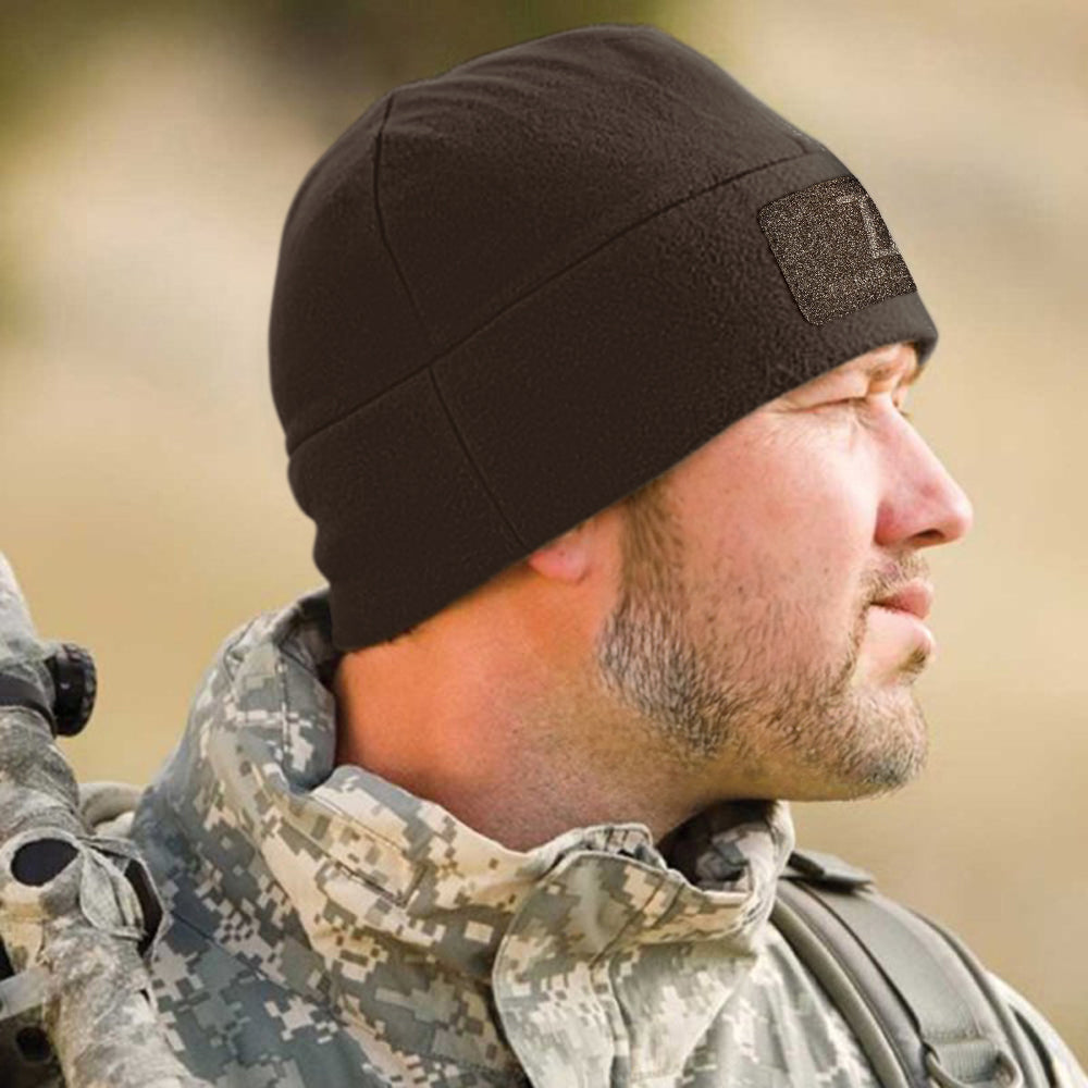 Temple Tape Premium Brushed Fleece Tactical Watch Cap Warm Beanie - Velcro Patch Beanies