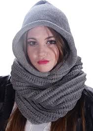 SCARF/BEANIE PONCHO - ASSORTED COLORS