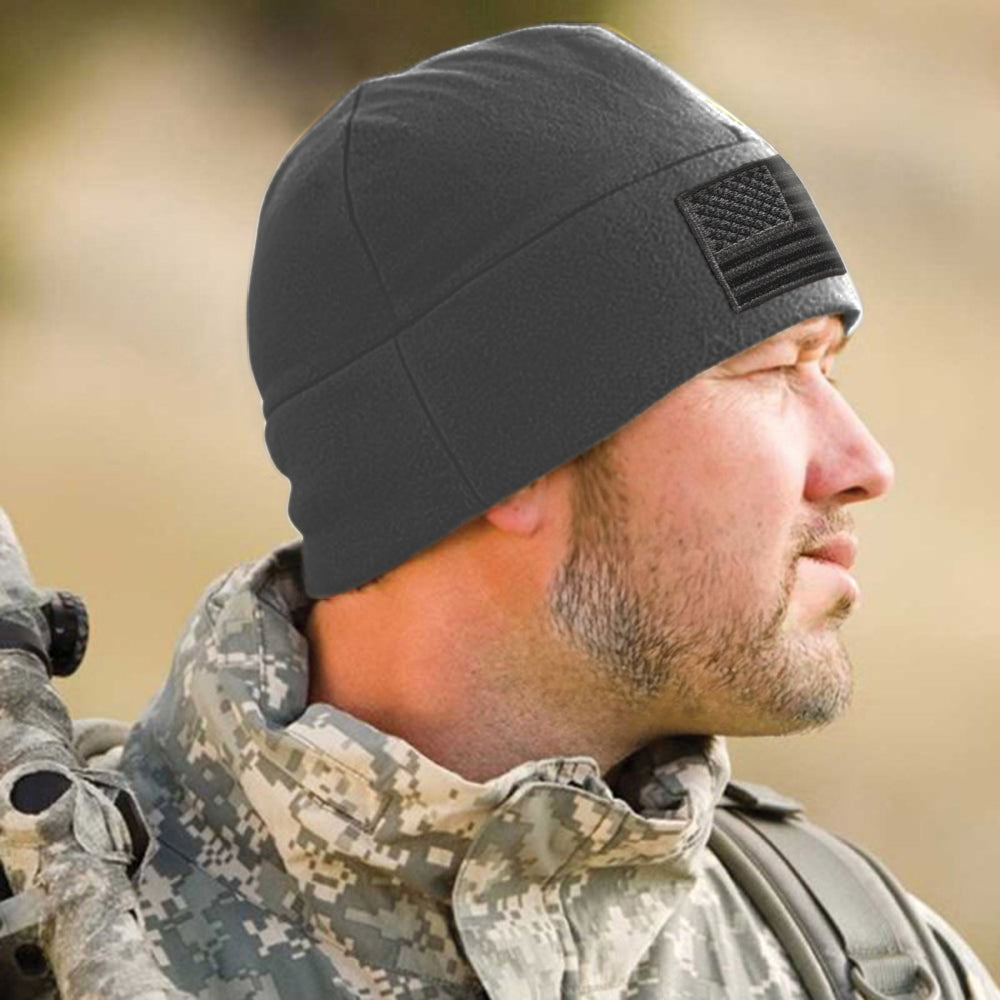 Temple Tape Premium Brushed Fleece Tactical Watch Cap Warm Beanie - American Flag