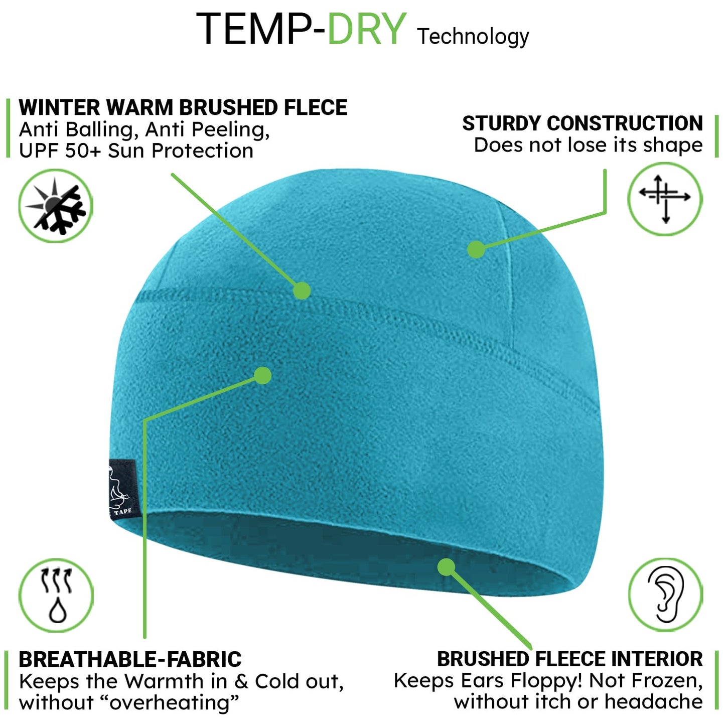 Templ Tape Premium Brushed Fleece Watch Cap Warm Beanie