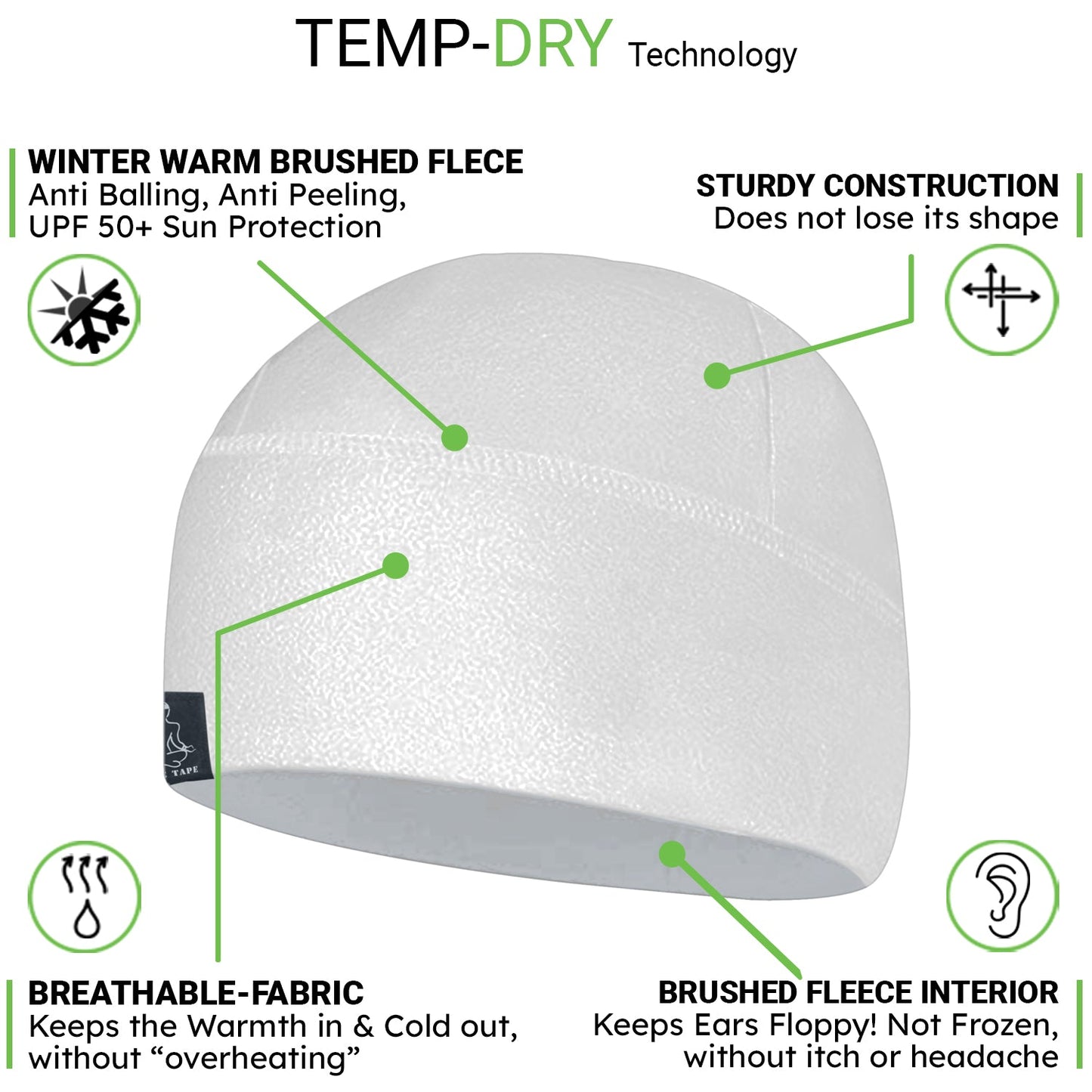 Templ Tape Premium Brushed Fleece Watch Cap Warm Beanie