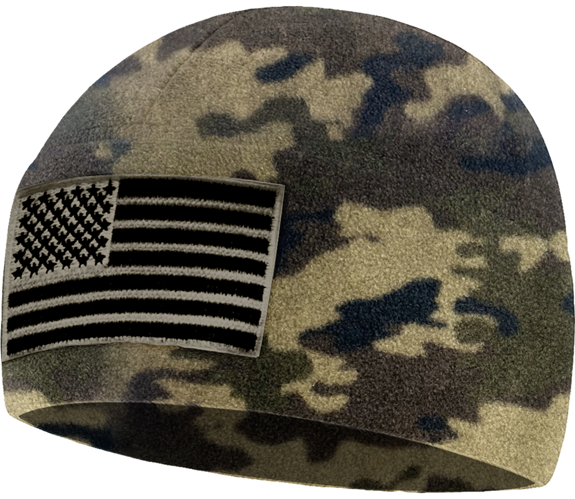 Temple Tape Premium Brushed Fleece Tactical Watch Cap Warm Beanie - American Flag