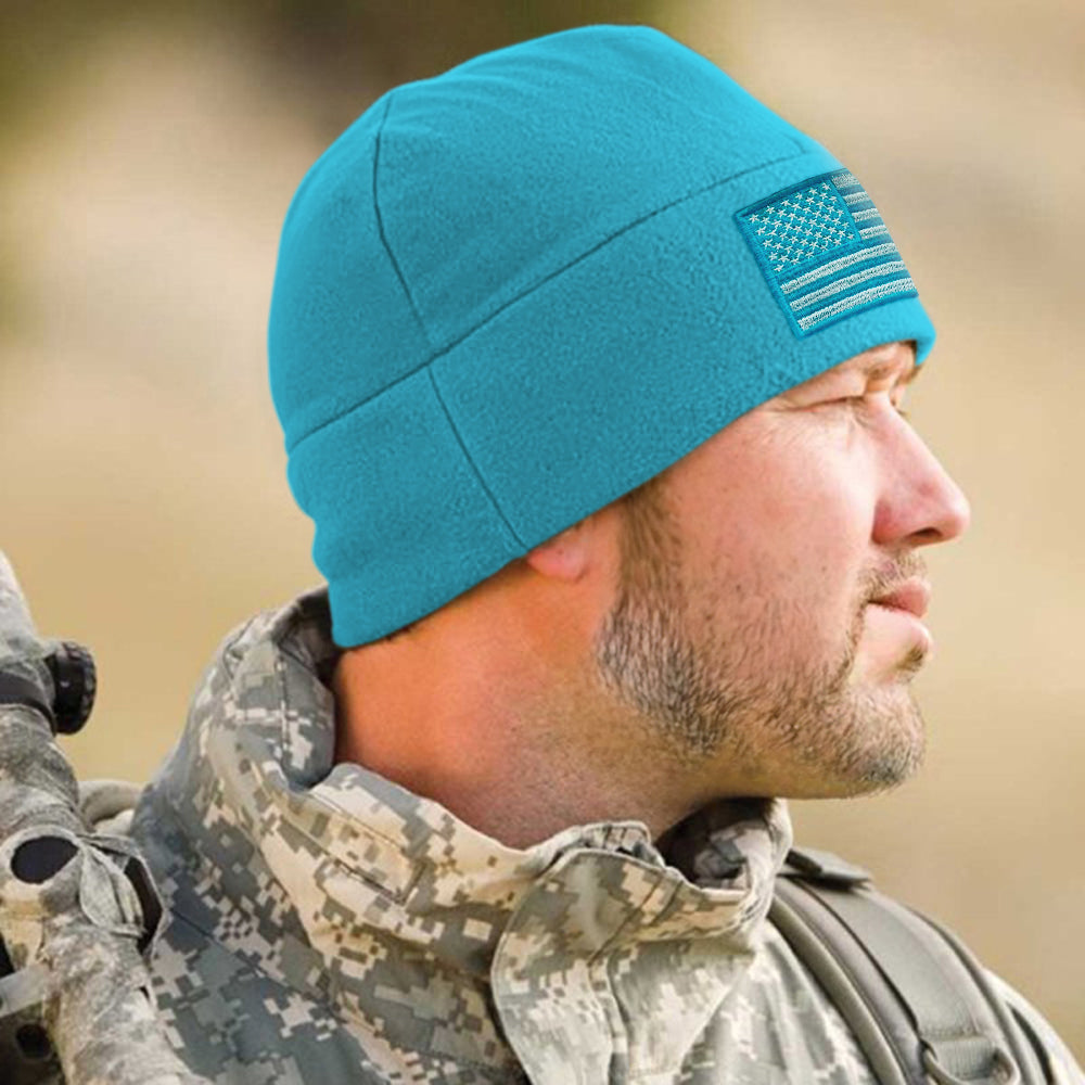 Temple Tape Premium Brushed Fleece Tactical Watch Cap Warm Beanie - American Flag