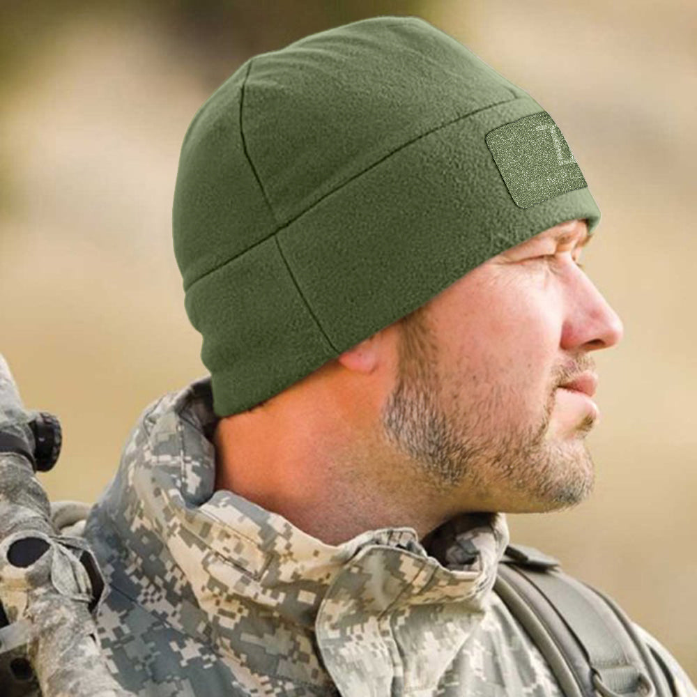 Temple Tape Premium Brushed Fleece Tactical Watch Cap Warm Beanie - Velcro Patch Beanies