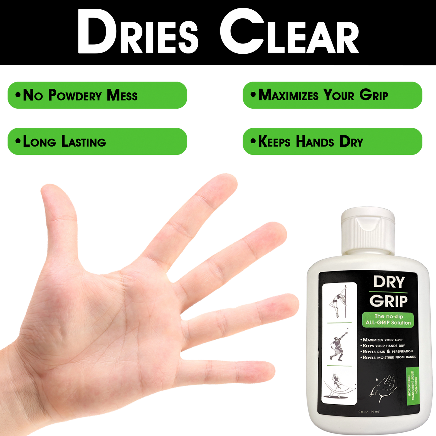 #original_alt_text# - Dry Grip & Pole Grip Solution – Transparent, Non Sticky, Anti-Slip Solution for Pole Dancing, Tennis, Golf and all Sports - Repels Sweat & Moisture from Hands - W4W Products