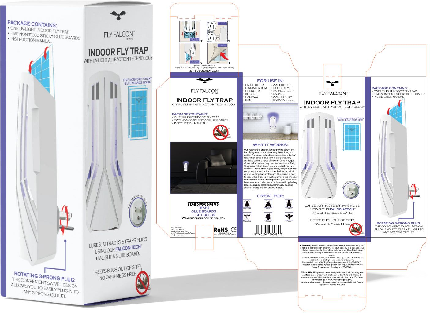 #original_alt_text# - Fly Falcon UV Light Flytrap - W4W Products