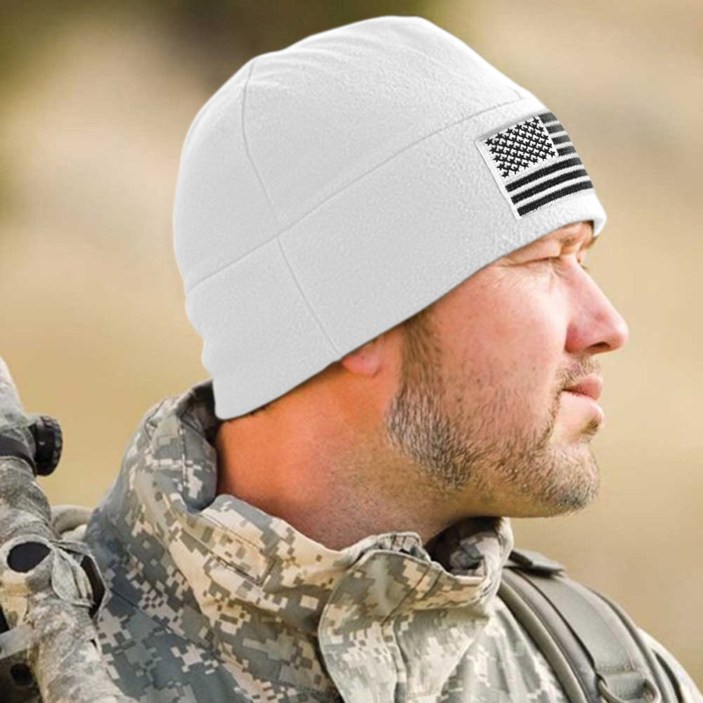 Temple Tape Premium Brushed Fleece Tactical Watch Cap Warm Beanie - American Flag