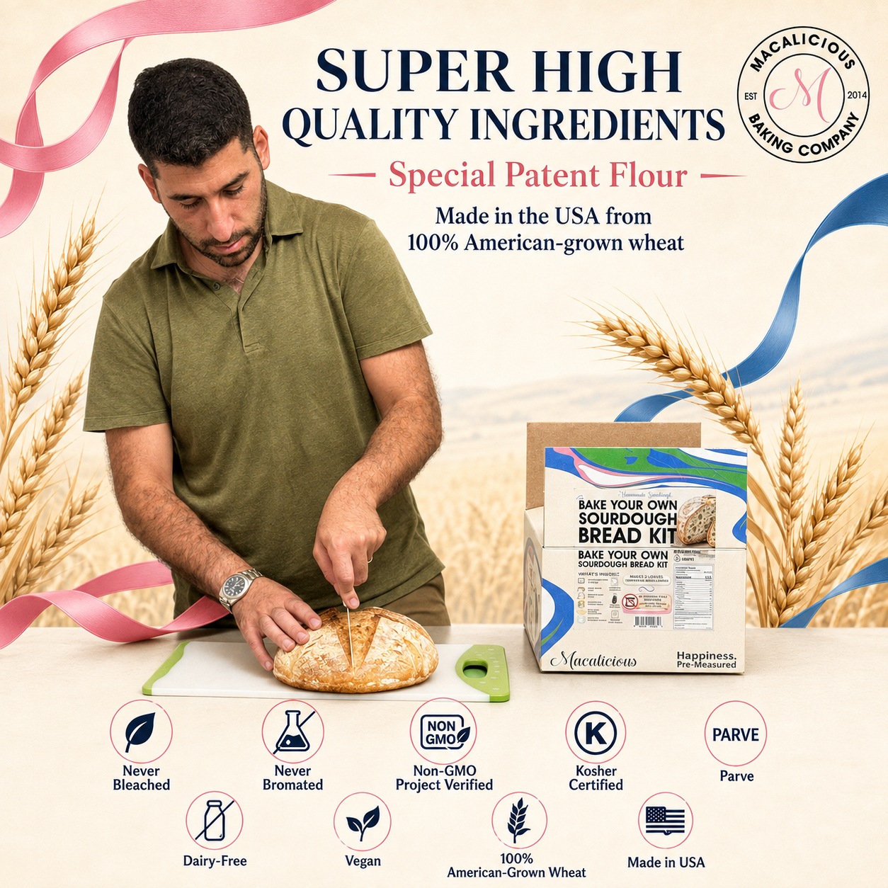Macalicious Bake Your Own Sourdough Kit includes Flour, Starter & all Tools