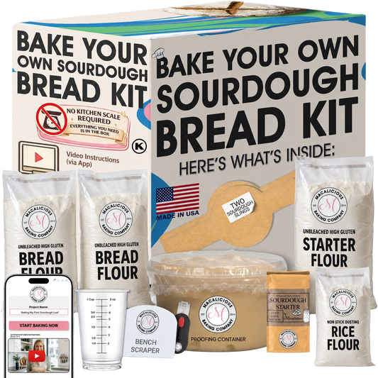 Macalicious Bake Your Own Sourdough Kit includes Flour, Starter & all Tools