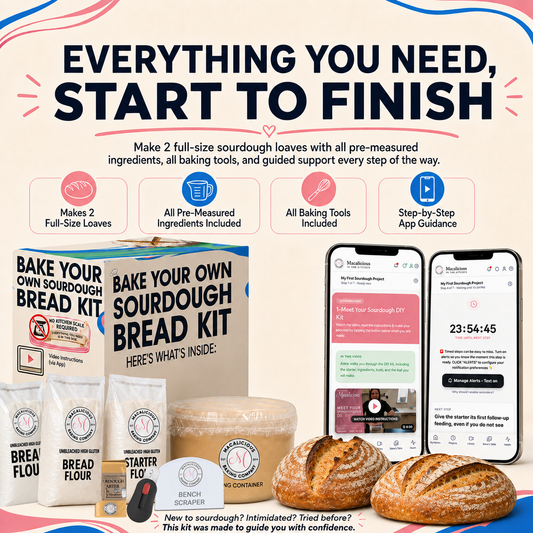 Macalicious Bake Your Own Sourdough Kit includes Flour, Starter & all Tools