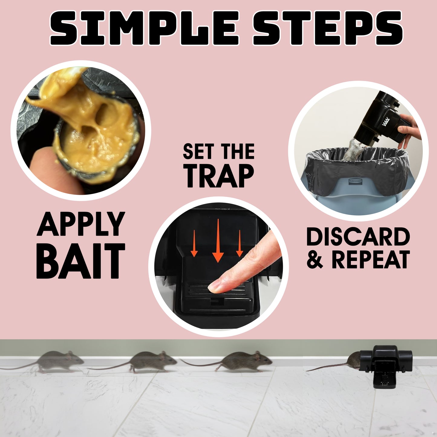 W4W Dual-Entry Rat Trap - Enclosed Tunnel Helps Reduce Accidental Triggering, Guides Rats, Mice & Chipmunks - Quick-Kill Snap Design - Hides Catch for Easy Disposal - Indoor/Outdoor - Reusable