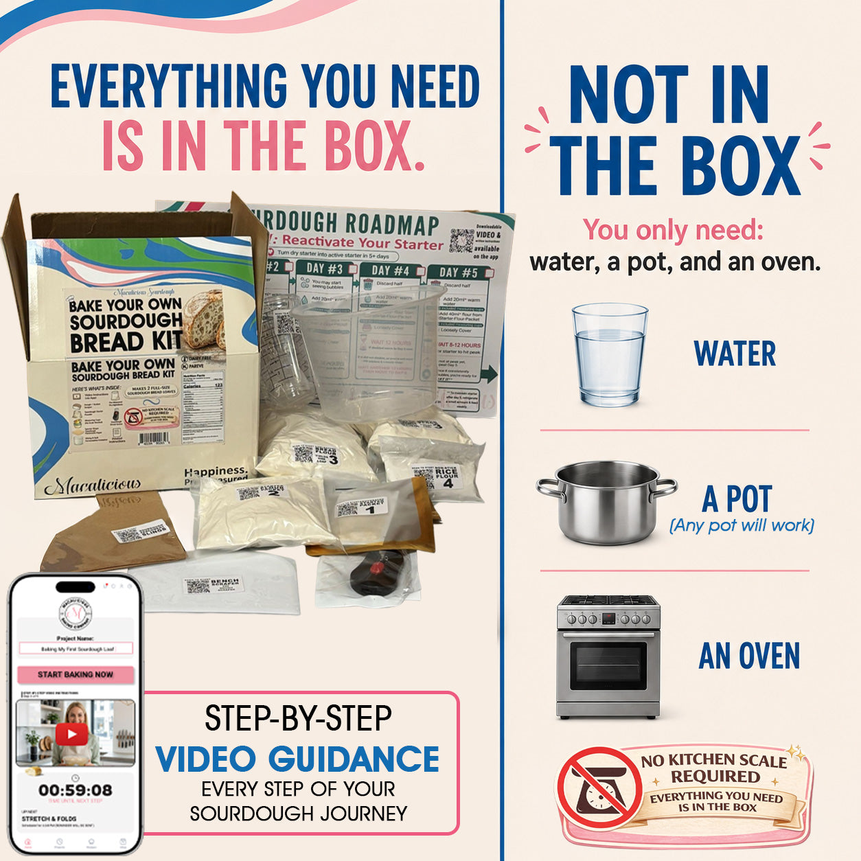 Macalicious Bake Your Own Sourdough Kit includes Flour, Starter & all Tools