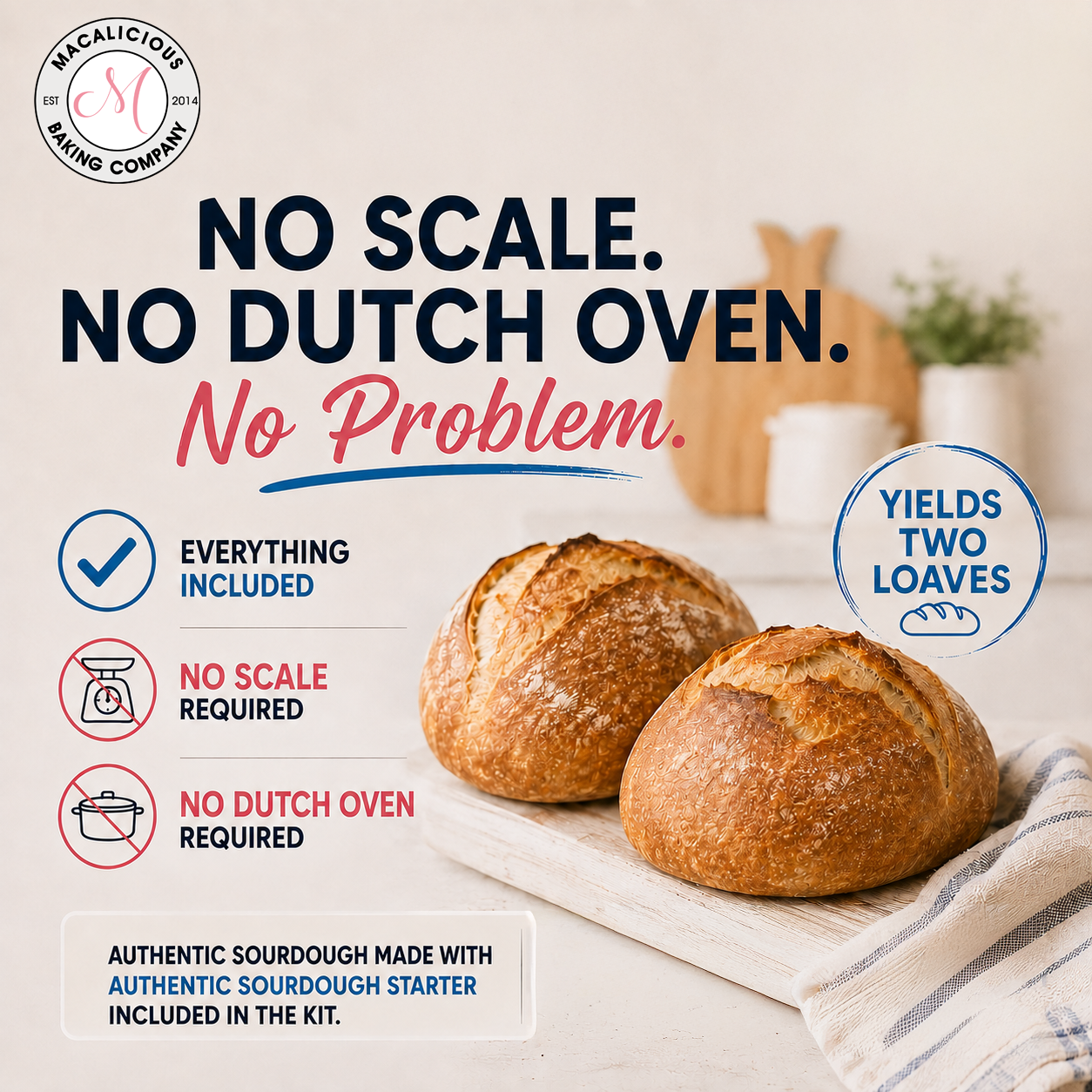 Macalicious Bake Your Own Sourdough Kit includes Flour, Starter & all Tools