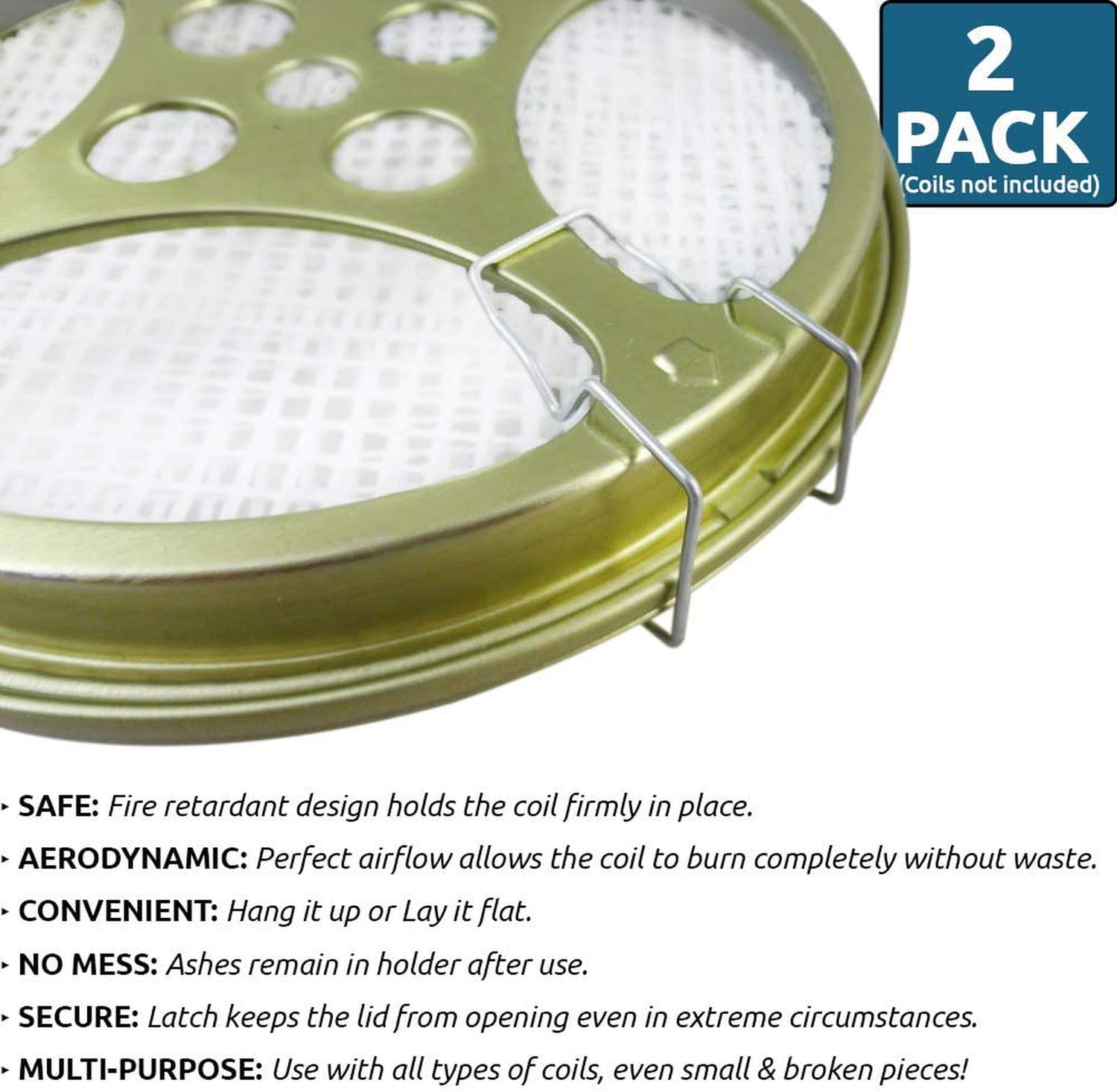 Portable Mosquito Coil Holder - Mosquito Coil & incense burner for Outdoor use, Pool side, Patio, Deck, Camping, Hiking, etc. (Includes Set of 2 Holders) - W4W Products 
